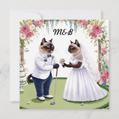 Golf Wedding thema voor Cat Lovers GOLFER Kaart (Voorkant)