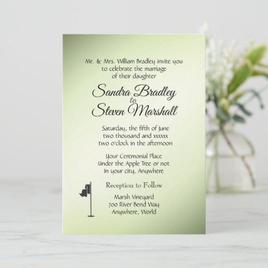 Golf Wedding Theme Green Invitations Kaart (Staand voorkant)