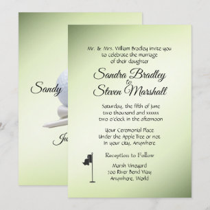 Golf Wedding Theme Green Invitations Kaart