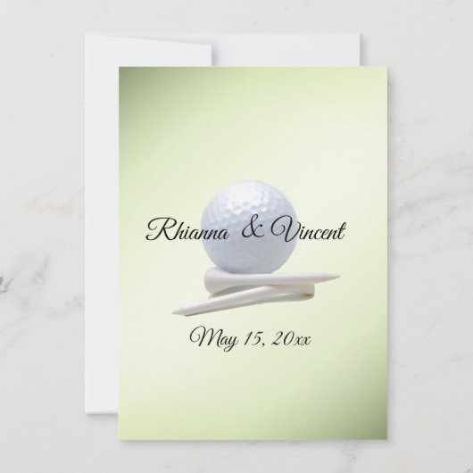 Golf Wedding Theme Green Invitations Kaart (Achterkant)