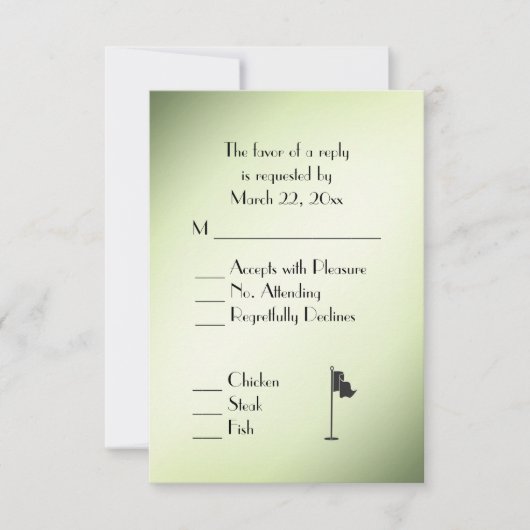 Golf Wedding Theme Green RSVP met menuselectie (Voorkant)