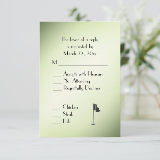 Golf Wedding Theme Green RSVP met menuselectie (Staand voorkant)