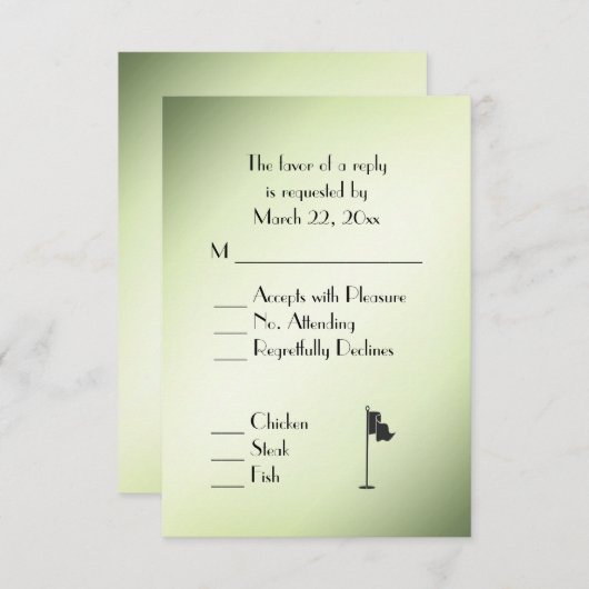Golf Wedding Theme Green RSVP met menuselectie (Voorkant / Achterkant)