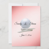 Golf Wedding Theme Roze Uitnodigingen (Achterkant)