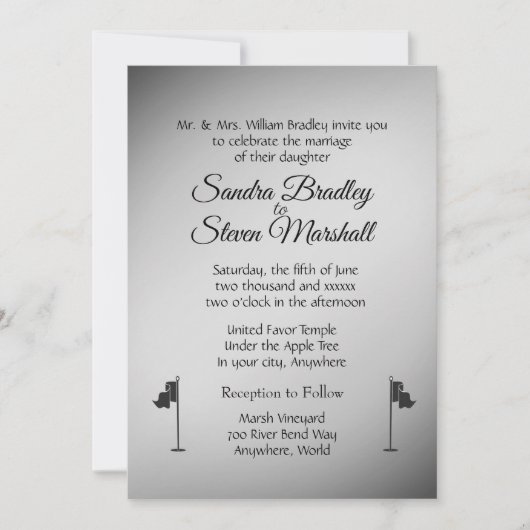 Golf Wedding Theme Silver-uitnodigingen Kaart (Voorkant)