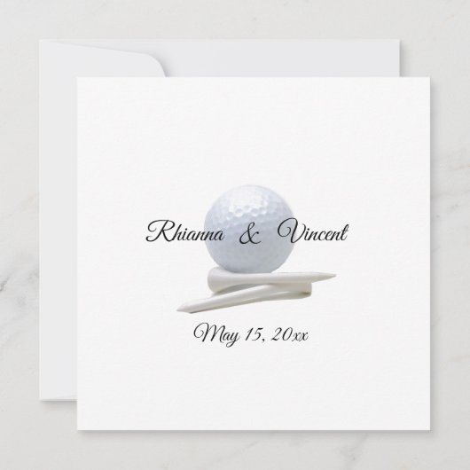 Golf Wedding Theme White Invitations Kaart (Achterkant)