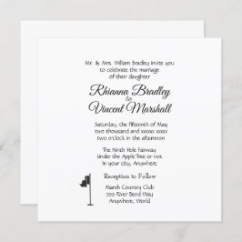Golf Wedding Theme White Invitations Kaart