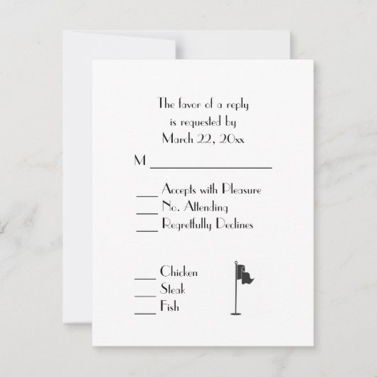 Golf Wedding Theme White Menu RSVP (Voorkant)