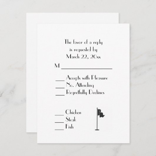 Golf Wedding Theme White Menu RSVP (Voorkant / Achterkant)