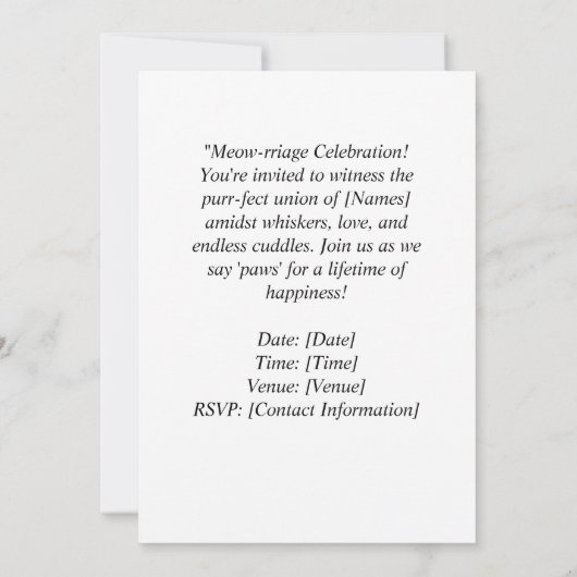 Golf Wedding themed for Cat Lovers Kaart (Achterkant)