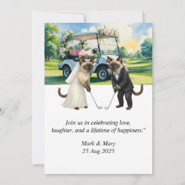 Golf Wedding themed for Cat Lovers Kaart
