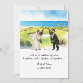 Golf Wedding themed for Cat Lovers Kaart