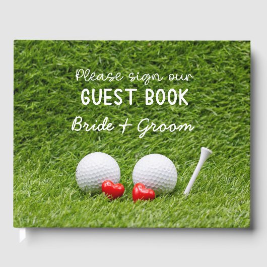 Golf Wedding twee groene golfballen met liefde Gastenboek (Voorkant)