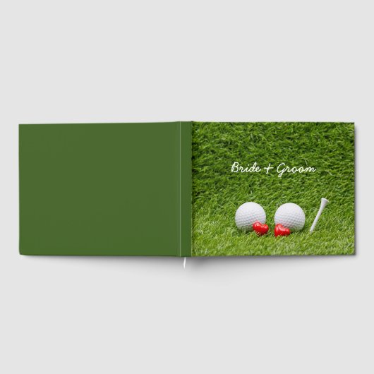 Golf Wedding twee groene golfballen met liefde Gastenboek (Volledig)