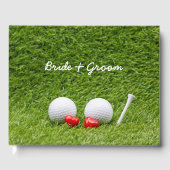 Golf Wedding twee groene golfballen met liefde Gastenboek (Voorkant)