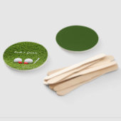 Golf Wedding twee groene golfballen met liefde Handwaaier (Niet-gemonteerd)