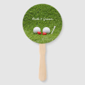 Golf Wedding twee groene golfballen met liefde Handwaaier (Voorkant)