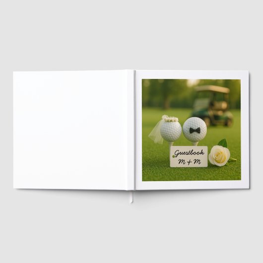 Golf Wedding with balls on green grass bride groom Gastenboek (Volledig)