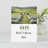 Golf Wedding with bride and groom  Kaart (Staand voorkant)