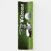 Golf Welcome Banner met golfkar op groen gras (Verticaal)