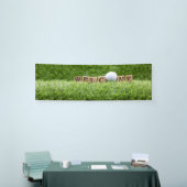 Golf WELCOME met golfbal en woord op groen Spandoek (Beurs)