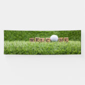 Golf WELCOME met golfbal en woord op groen Spandoek (Horizontaal)