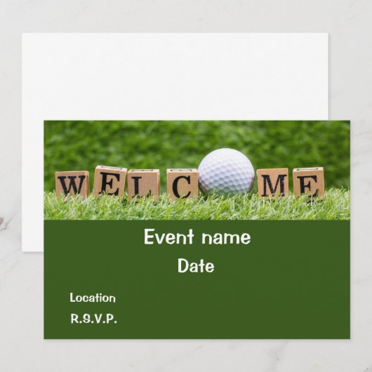 Golf Welcome party-uitnodiging Kaart (Voorkant / Achterkant)