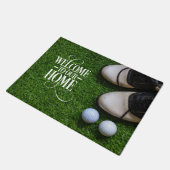 Golf Welkom bij golfer home met bal op groen Deurmat (Schuin)