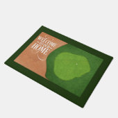 Golf Welkom deur mat golfbaan voor golfer (Schuin)