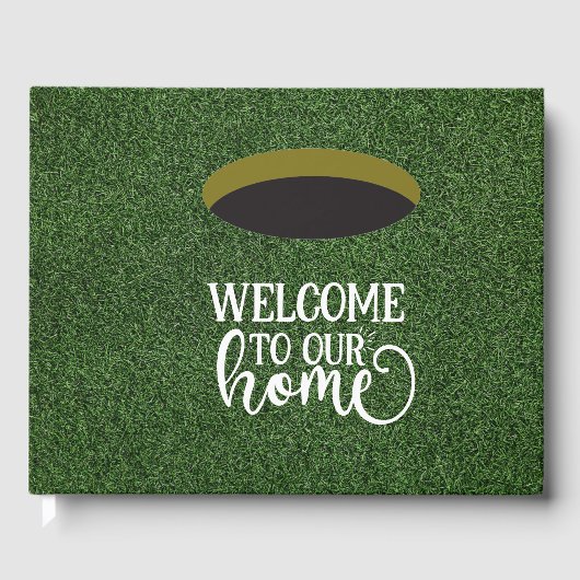 Golf Welkom in onze thuisgolfer op groen gras Gastenboek (Voorkant)