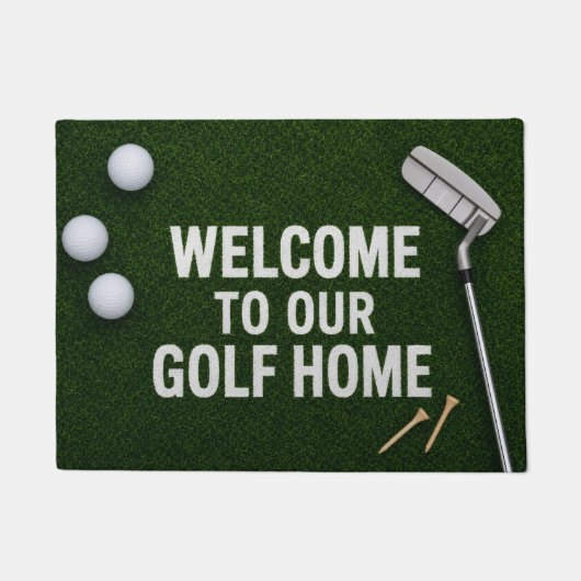Golf welkom met golfbal en tee deurmat (Voorkant)