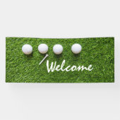 Golf welkome bannergolfballen en t-shirt op groen spandoek (Horizontaal)