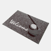 Golf welkomstdeurmat golfer golfballen en ijzer deurmat (Schuin)