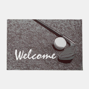 Golf welkomstdeurmat golfer golfballen en ijzer deurmat