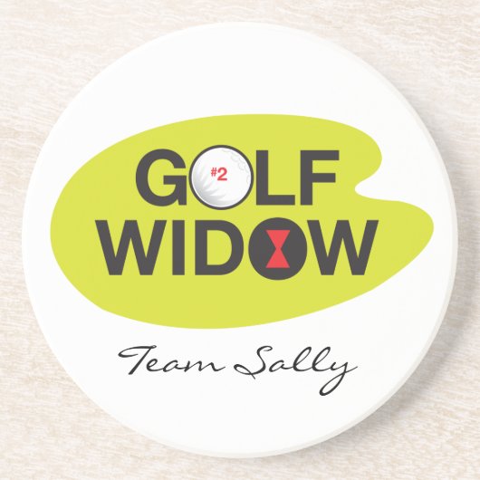 Golf Widow Badge van Honor gepersonaliseerd Zandsteen Onderzetter (Voorkant)