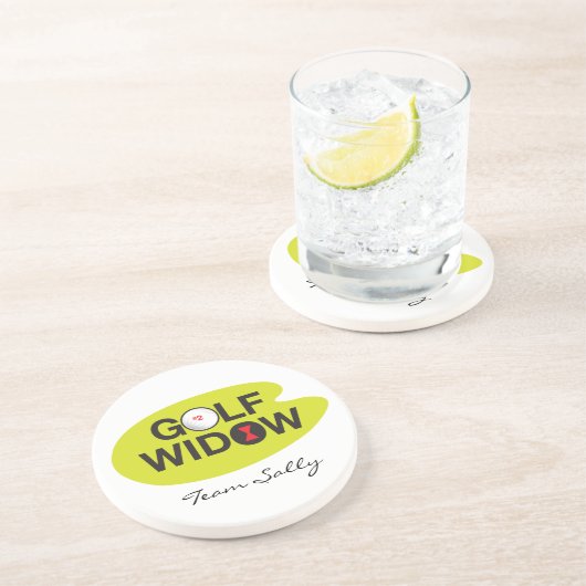 Golf Widow Badge van Honor gepersonaliseerd Zandsteen Onderzetter (Zijkant)
