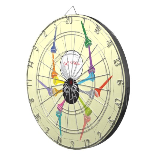 Golf Widow Black Widow Spider T - shirts Dartbord (Voorkant Rechts)