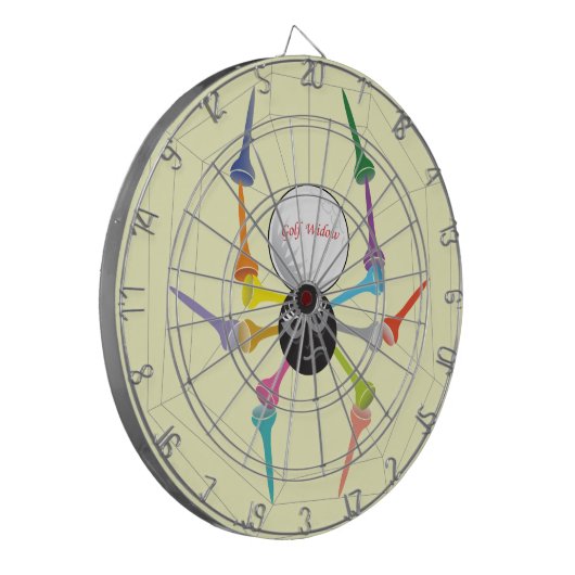 Golf Widow Black Widow Spider T - shirts Dartbord (Voorkant Links)