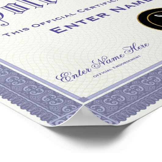 Golf Widow Certification Funny Poster (Hoek)