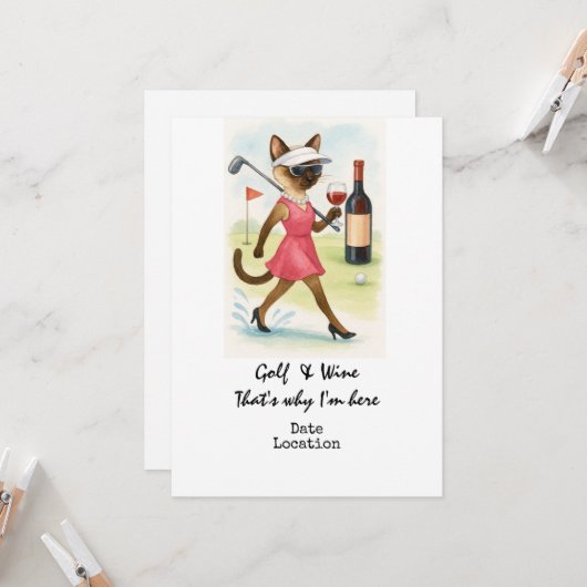 Golf Wijnproeverij Evenement Uitnodiging (Voorkant / Achterkant in situ)