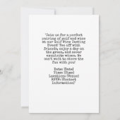 Golf Wine Tasting Event Invitation  Kaart (Achterkant)