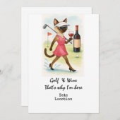 Golf Wine Tasting Event Invitation  Kaart (Voorkant / Achterkant)