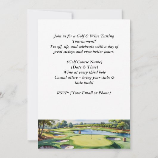 Golf & Wine Tasting Tournament Invitation Kaart (Achterkant)