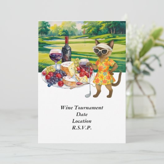 Golf wine tasting tournament with wine at course  kaart (Staand voorkant)