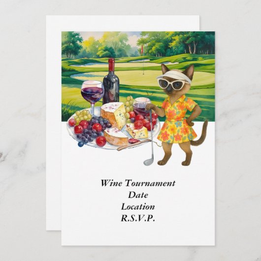 Golf wine tasting tournament with wine at course kaart (Voorkant / Achterkant)