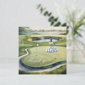 Golf with text on golf course watercolor style bedankkaart (Staand voorkant)