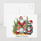 Golf Woestijn Kerst Cactus Kerstman Golfer Feestdagenkaart (Voorkant / Achterkant)