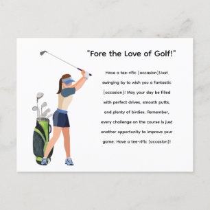 Golf Woman Golfer gaat golfen Briefkaart
