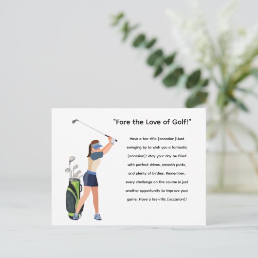 Golf Woman Golfer gaat golfen Briefkaart (Staand voorkant)