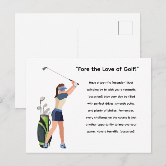 Golf Woman Golfer gaat golfen Briefkaart (Voorkant / Achterkant)
